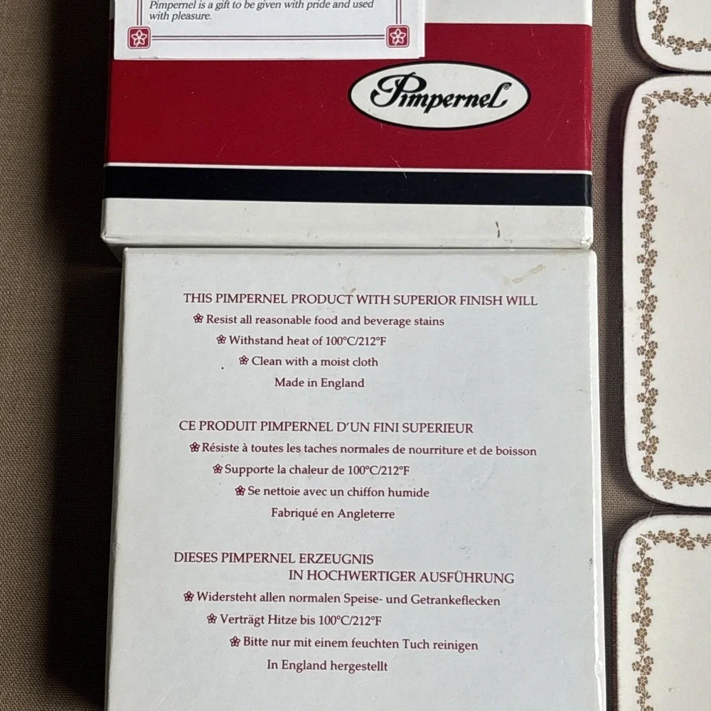 Pimpernel Set of 6 Letter F Fuschia  Coasters Cork Back in original box England